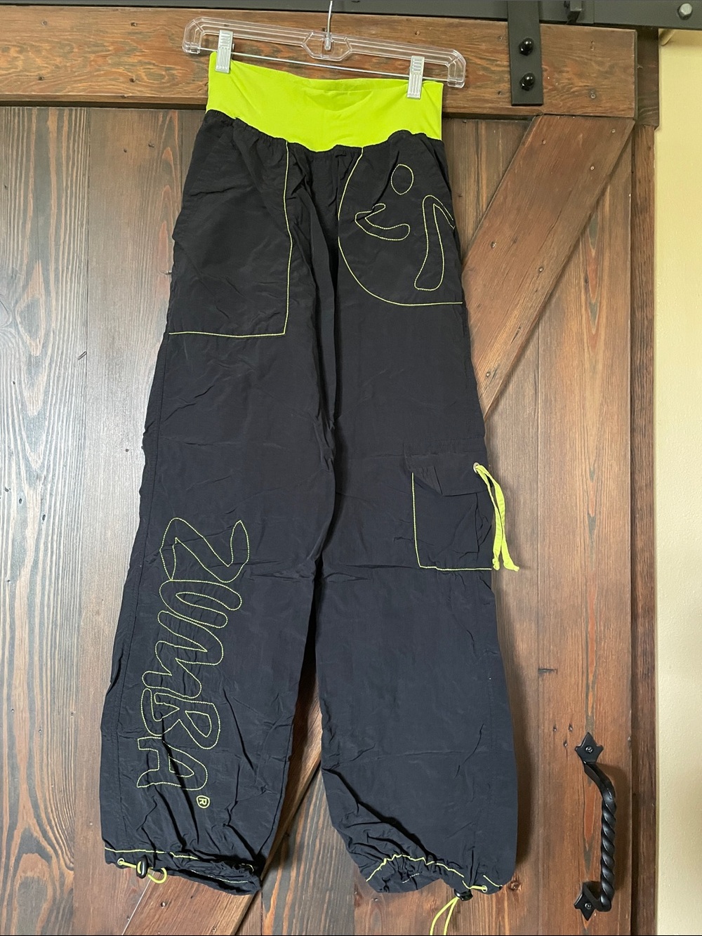 Zumba Black Cargo Pants with Neon Yellow Waistband